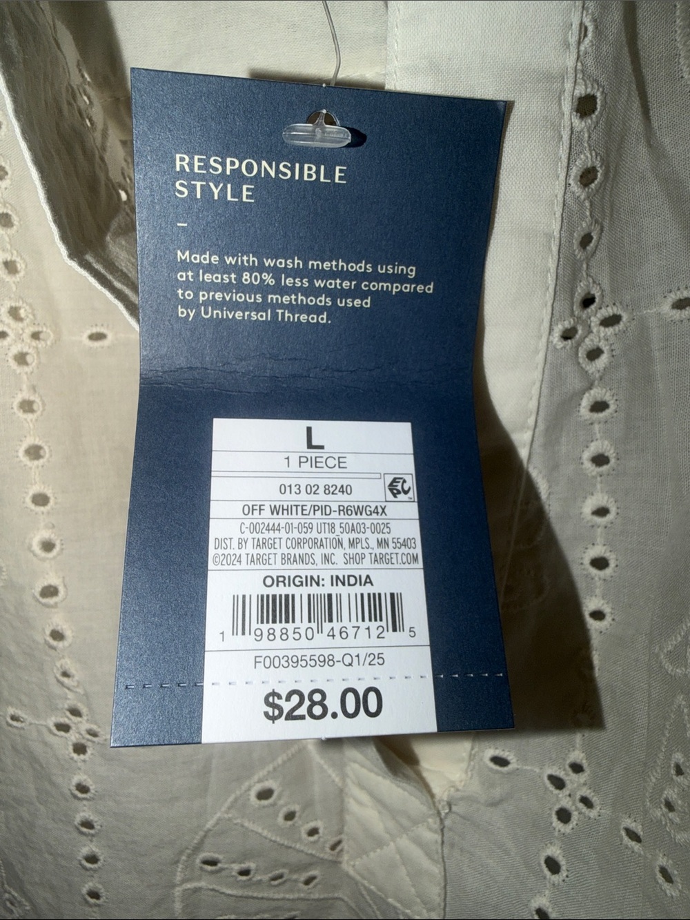 Universal Thread Cream Eyelet Split-Neck Blouse - Picture 3 of 5